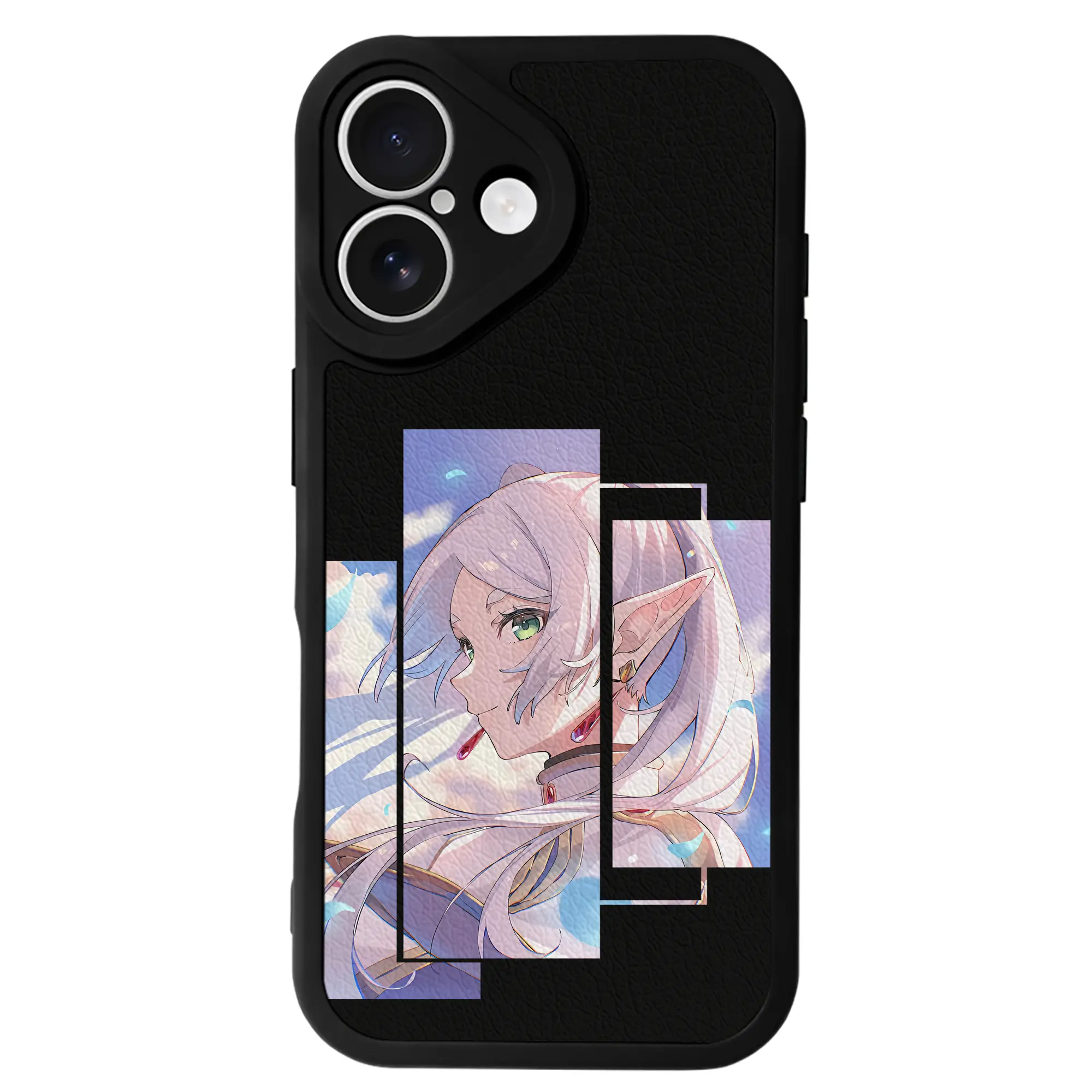 葬送のフリーレン（Frieren） グッズ,フリーレン（Frieren） - IPhone 16シリーズ対応 ・ シリコンスマホケース ・ レザー調 ・ 高精度フィット ・ 耐衝撃 ・ ワイヤレス充電対応 ・ 精密カット